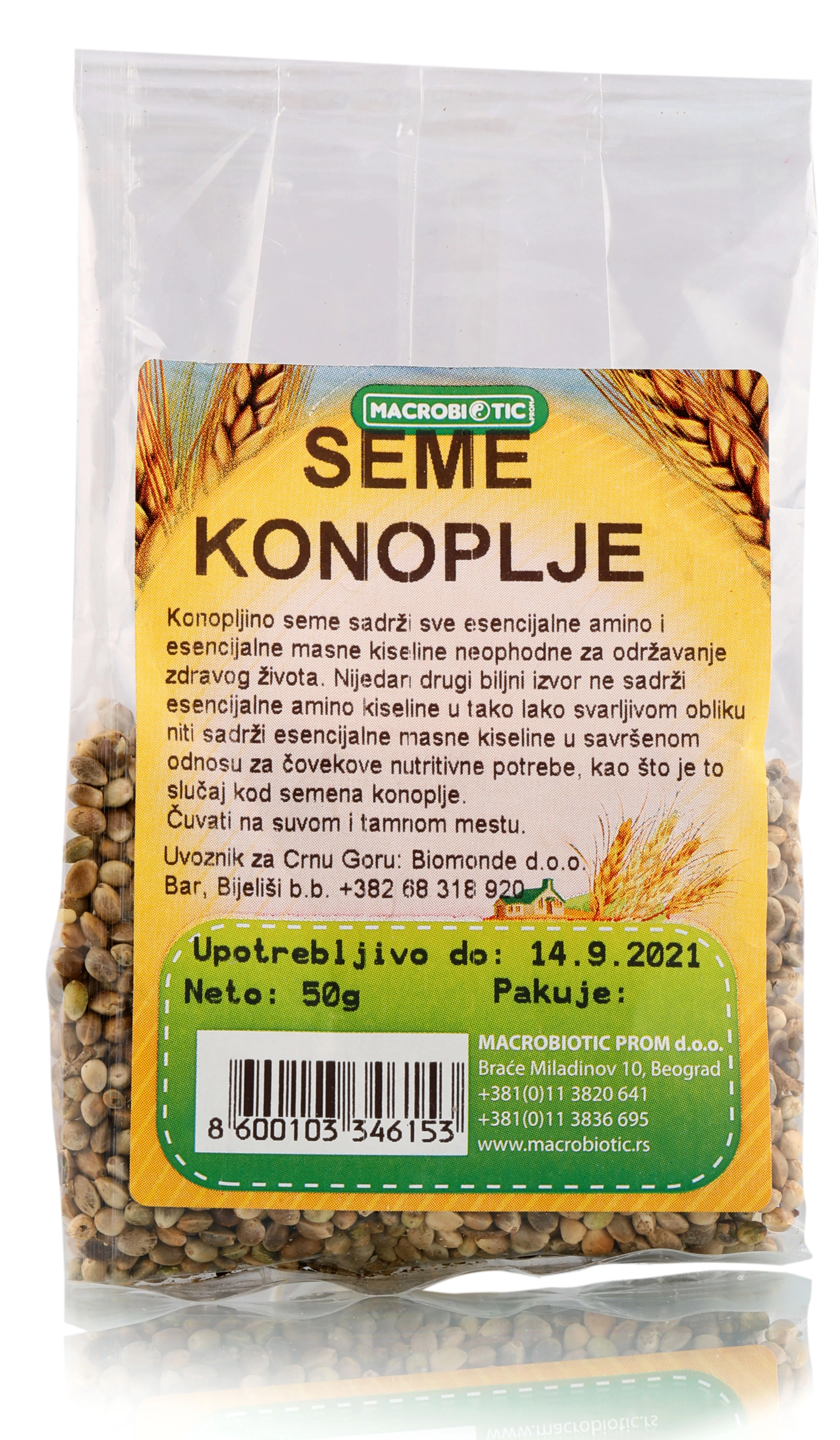 Seme konoplje 50 g Macrobiotic Prom